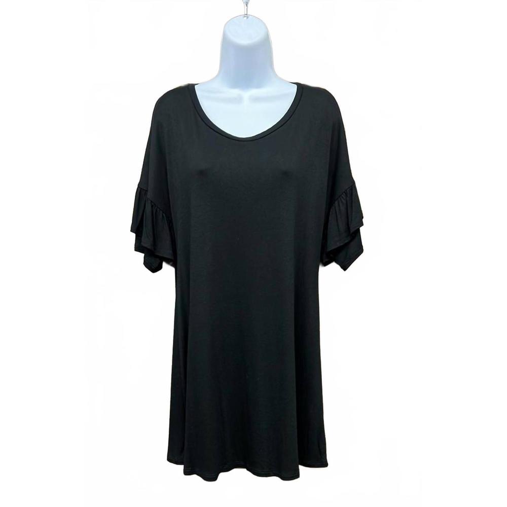 NEW SHOP BASIC women's tiered ruffle short sleeve in white
